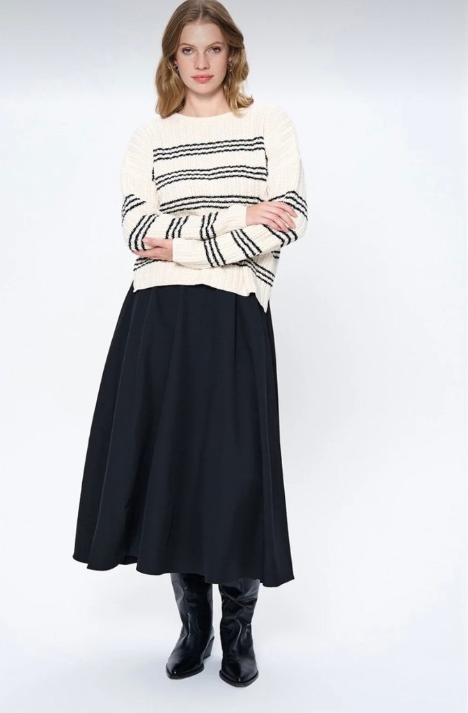 Çizgili Kadın Kazak - Görsel 5