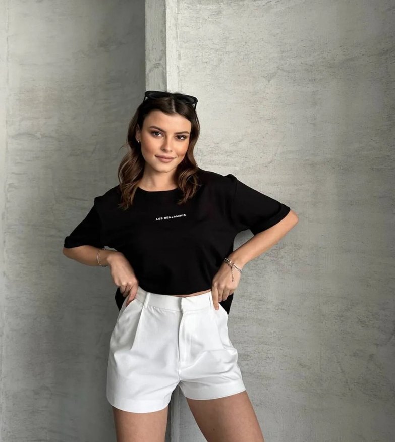 Siyah oversize Kadın Tişört - Görsel 2