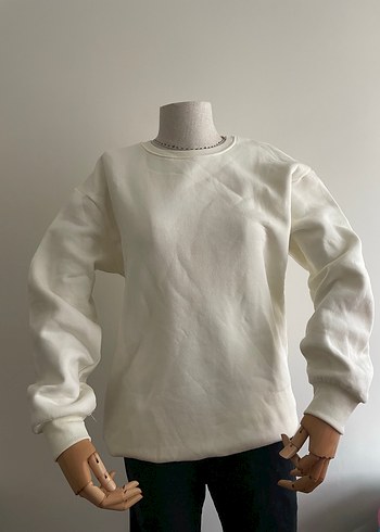 Beyaz Erkek Sweatshirt - Görsel 2