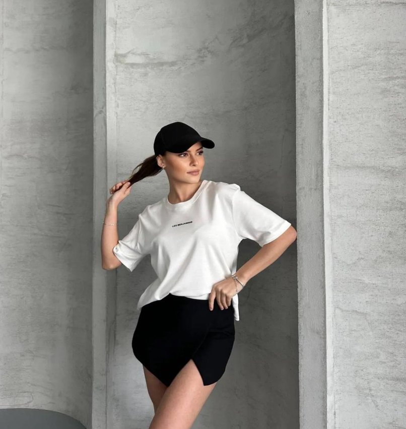 Beyaz Oversize Pamuklu Kadın Tişört - Görsel 2