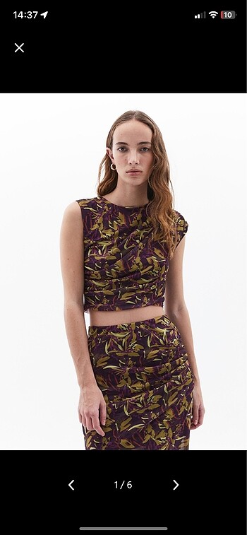 tül detaylı crop top