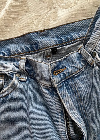 34 Beden Mavi Kadın Loose Fit Midi Denim Jean