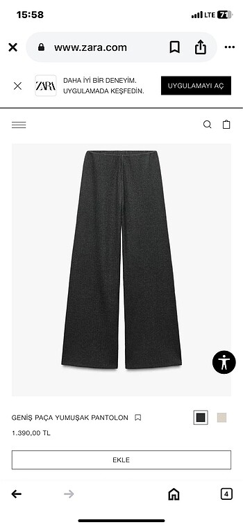 Beli içten lastıklı zara pantalon