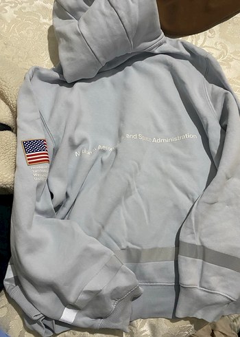 Gri NASA Kapüşonlu Fermuarlı Sweatshirt - Görsel 2