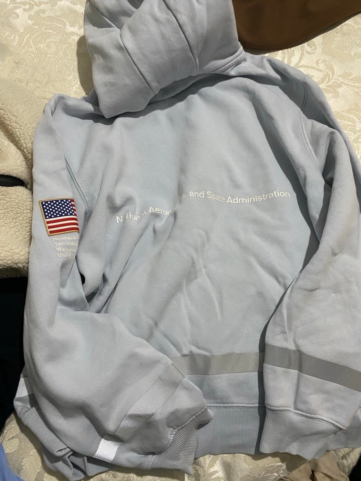 Gri NASA Kapüşonlu Fermuarlı Sweatshirt - Görsel 2