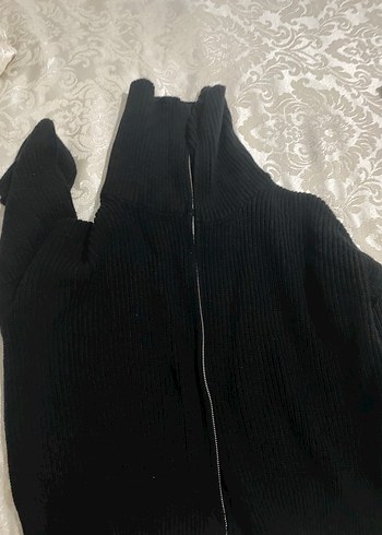 Siyah Fermuarlı Kadın Denim Kazak - Görsel 4