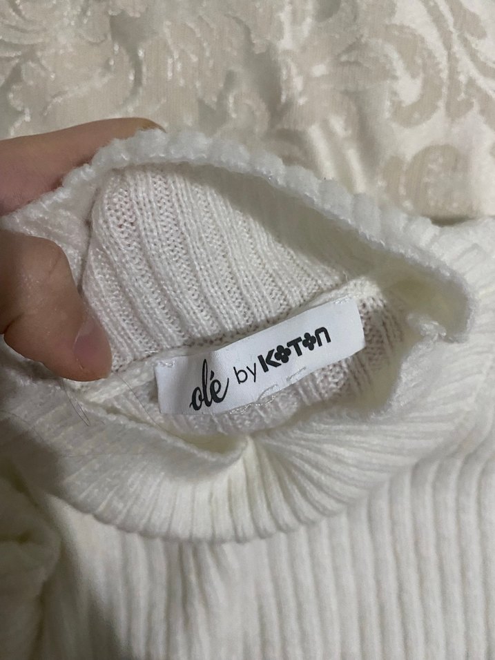 Beyaz Balıkçı Yaka Örgü Kadın Kazak - Görsel 3