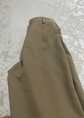 Bej Regular Fit Midi Kumaş Kadın Pantolon - Görsel 3