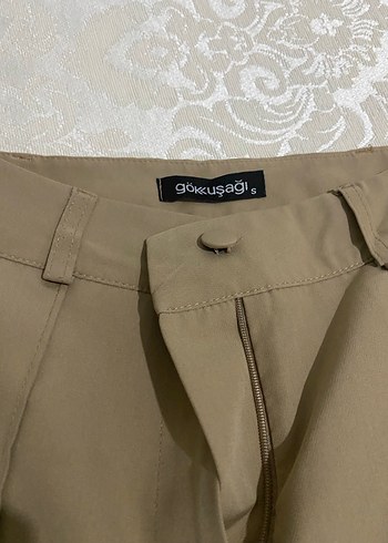 Bej Regular Fit Midi Kumaş Kadın Pantolon - Görsel 4