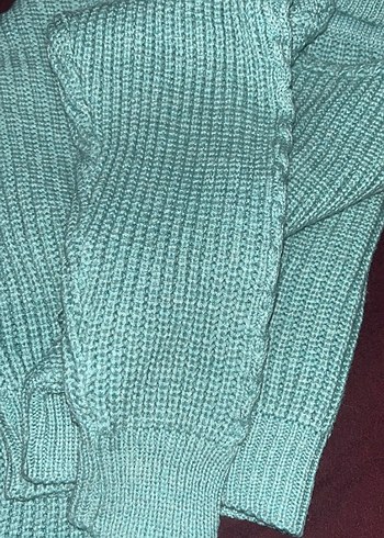 Kadın Mint Triko Boğazlı Crop Kazak - Görsel 2