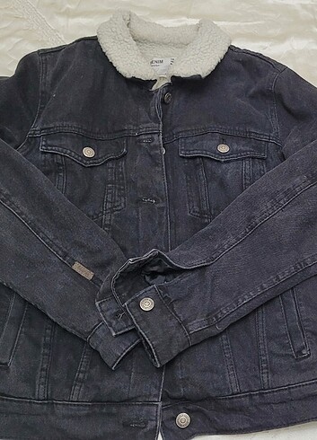 Bershka ici yunlu siyah denim kaban