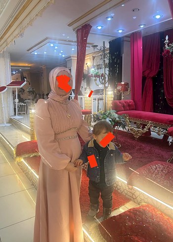 Pembe Drapeli Uzun Abiye Elbise - Görsel 2