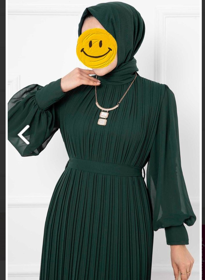 Diger Yeşil Piliseli Uzun Elbise - Görsel 2