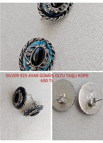 SILVER 925 AYAR GÜMÜŞ OLTU TAŞLI KÜPE