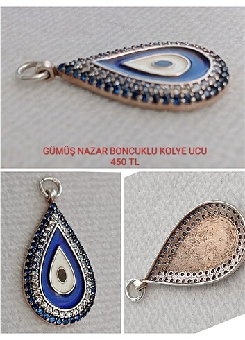 GÜMÜŞ NAZAR BONCUKLU KOLYE UCU 