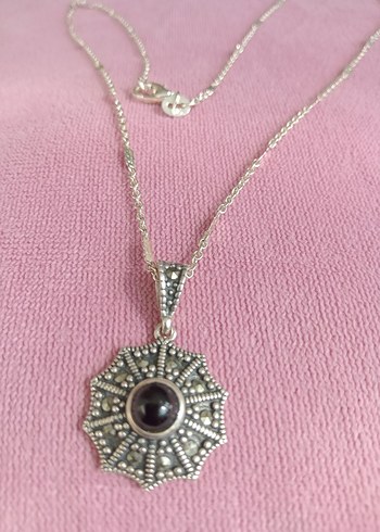 Gümüş Oltu taşlı kolye - Görsel 2