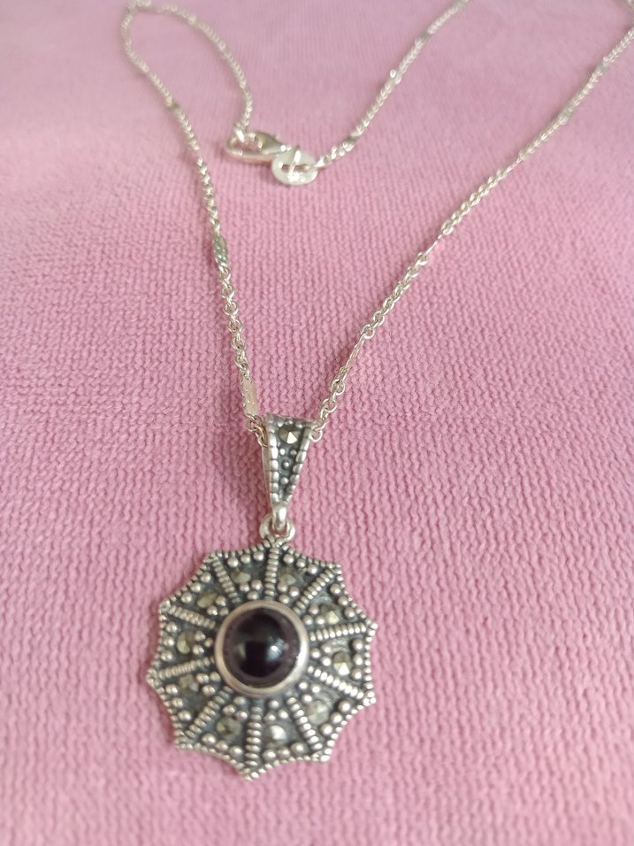 Gümüş Oltu taşlı kolye - Görsel 2