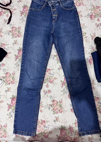 LC Waikiki Düğmeli Mavi Kadın Kot Pantolon