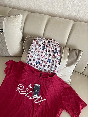 xxl Beden Titil tiril ince esnek ve rahat bir pijama üzeri kısa kollu alt 