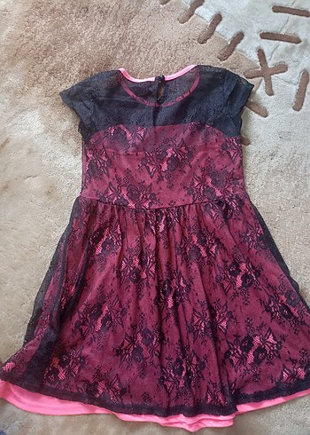 Dantel Detaylı Midi Pembe Gotik Elbise