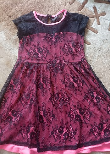 Diğer Dantel Detaylı Midi Pembe Gotik Elbise
