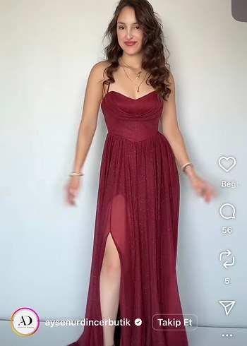 Bordo Uzun Askılı Drapeli Abiye Elbise