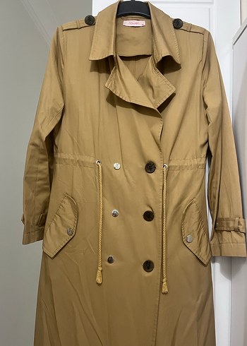 Kadın taba Uzun Kruvaze Trençkot - Görsel 8