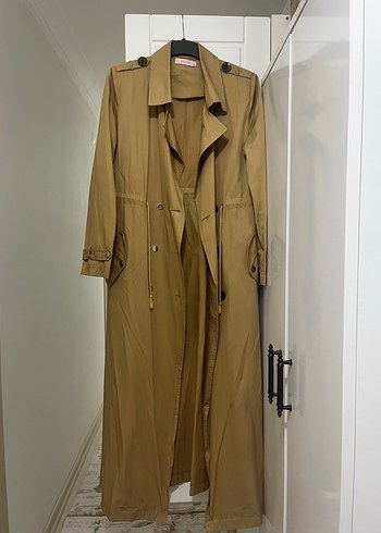 Kadın taba Uzun Kruvaze Trençkot - Görsel 2