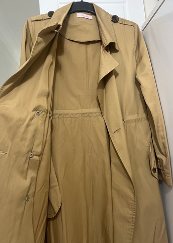 Kadın taba Uzun Kruvaze Trençkot - Görsel 6