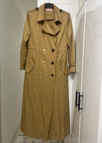 Kadın taba Uzun Kruvaze Trençkot - Görsel 7