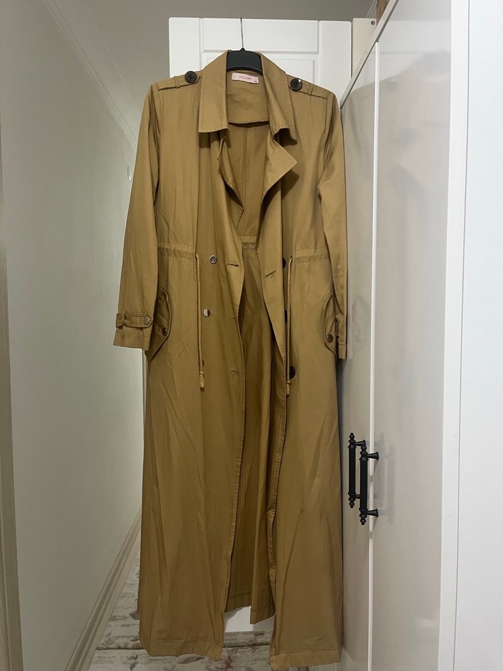 Kadın taba Uzun Kruvaze Trençkot - Görsel 2