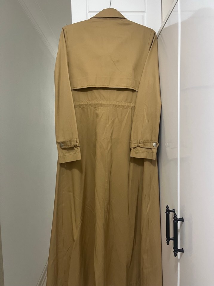 Kadın taba Uzun Kruvaze Trençkot - Görsel 3