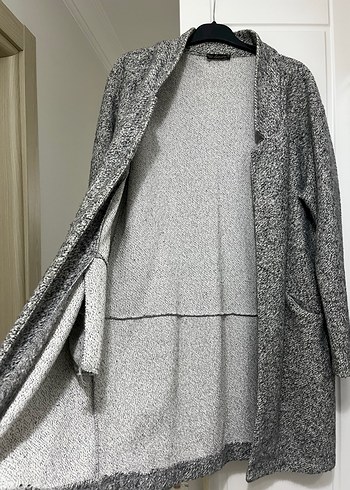 Gri Midi Uzunlukta Kadın Kaban/ Hırka - Görsel 4