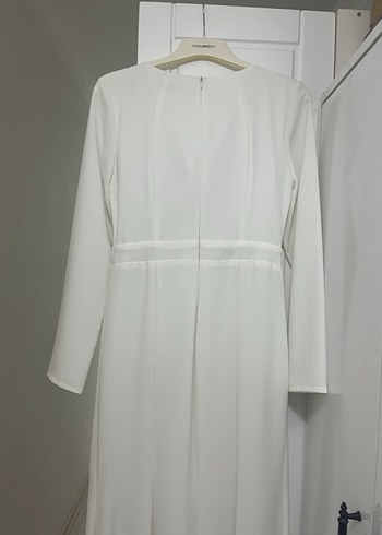 İşlemeli Uzun Beyaz Nikah Elbisesi Gelinlik Abiye - Görsel 9