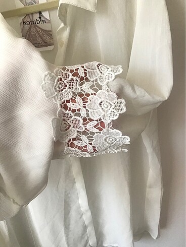 xl Beden beyaz Renk Kolları volanlı dantelli bayan bluz
