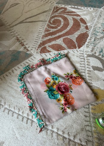 Nakışlı Pastel Renkli Bohem Kadın Fuları - Görsel 2