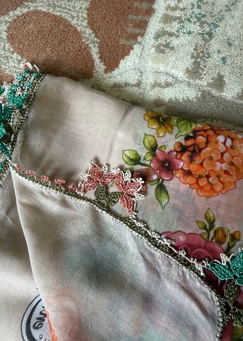 Nakışlı Pastel Renkli Bohem Kadın Fuları - Görsel 4