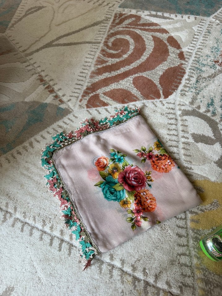 Nakışlı Pastel Renkli Bohem Kadın Fuları - Görsel 2