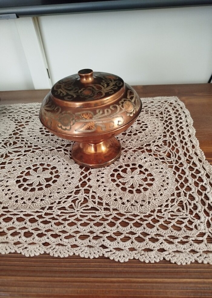 Bakır şekerlik ve şeker maşası - Görsel 4