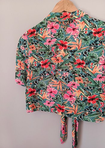 American Vintage vintage çiçekli crop Bağlamalı Gömlek