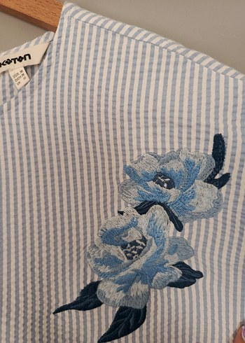 m Beden vintage çiçekli Nakışlı çizgili askılı bluz