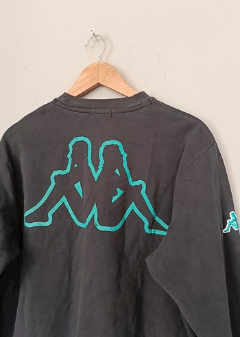 l Beden gri Renk vintage oversize kappa sweatshirt 90s retro spor