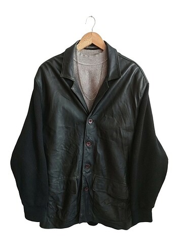 Vintage oversize uzun deri ceket