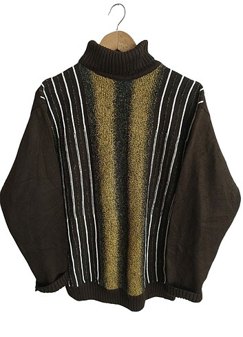 Vintage oversize çizgili kazak