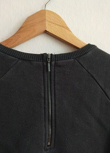universal Beden siyah Renk Vintage fermuar detaylı sweatshirt kazak