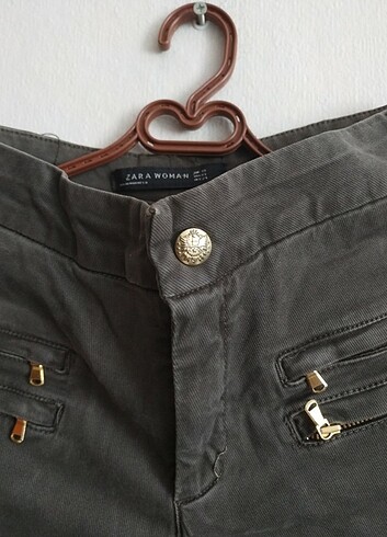 Zara Zara haki skinny slim dar kot pantolon 