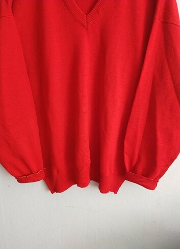 universal Beden kırmızı Renk Vintage oversize v yaka kazak sweatshirt 