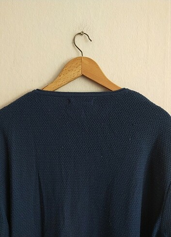 xl Beden lacivert Renk Vintage v yaka kazak sweatshirt