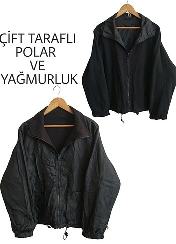 Oversize çift taraflı polar yağmurluk ceket 