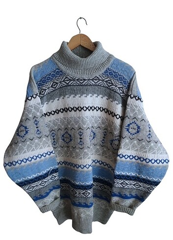 Vintage oversize bomber boğazlı kazak